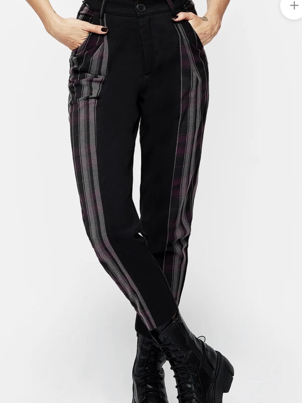 Disturbia Gambit Spliced Check Tapered Trousers